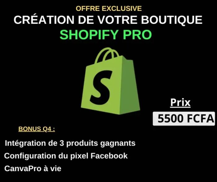 CRÉATION DE BOUTIQUE SHOPIFY