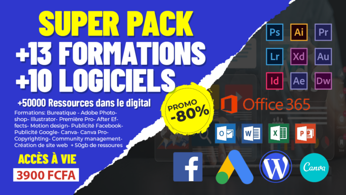 Super pack de 13 formations + 10 logiciels