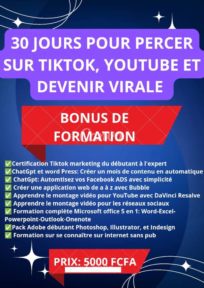 30 JOURS POUR PERCER SUR TIK TIOK , YOUTUBE ET DEVCENIR VIRALE