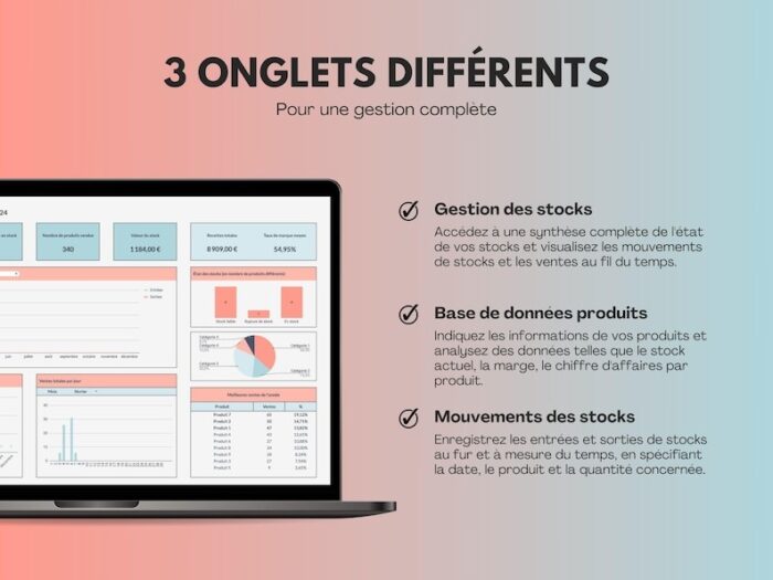 Gestion des stocks | Inventaire des stocks | Tableau gestion des stocks | Template Google Sheets | Modèle auto entreprise – Image 8