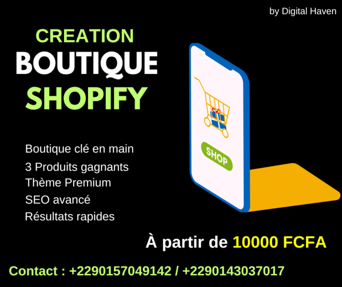 CRÉATION DE BOUTIQUE SHOPIFY